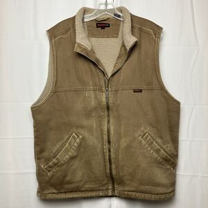 WOLVERINE CANVAS & SHERPA FULL ZIP WORK VEST Size L Chest 23.5" Gorpcore